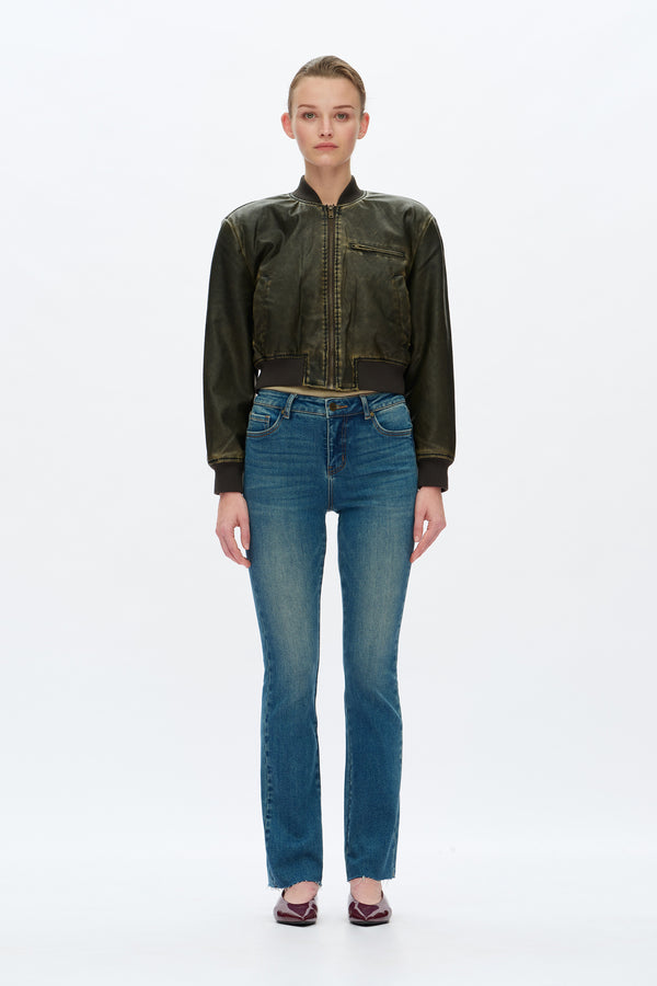 Mid Rise Straight Jeans