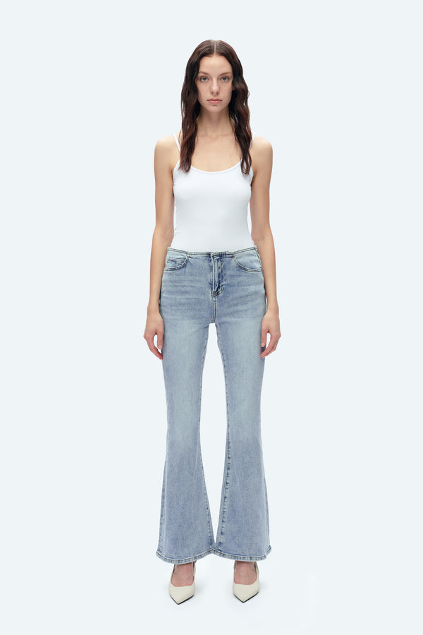 High Rise Bootcut Flare Denim Jeans-Flare & Bootcut-BAYEAS