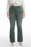 High Rise Distressed Flare Pants