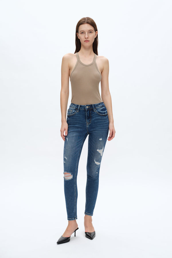 Anna High Rise Distressed Skinny Jeans-Skinny-BAYEAS