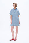 Shirt Dress with Chest Zipper-Dresses-BAYEAS