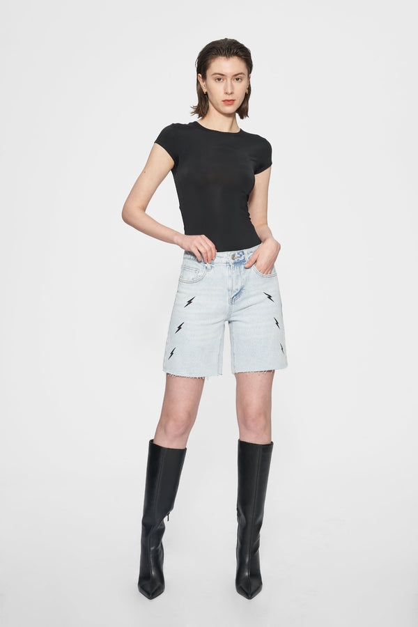 Miki High Rise Bermuda Denim Shorts-Shorts-BAYEAS