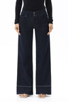 Mid Rise Wide Leg Jeans with Contrast Stitching