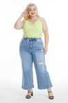 Mid Rise Wide Leg Crop Flare Jeans