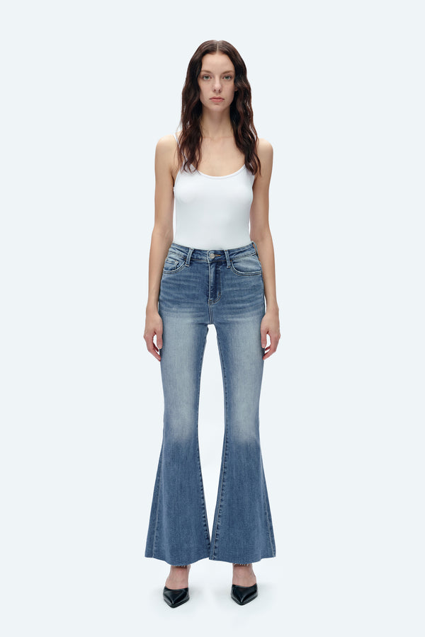 Butt Lifting Flare Denim Jeans-Flare & Bootcut-BAYEAS