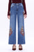High Rise Embroidered Wide Leg Jeans-Wide Leg-BAYEAS