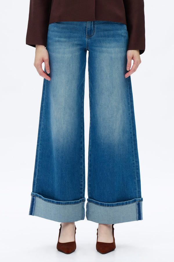 Mid Rise Wide Leg Jeans-Wide Leg-BAYEAS