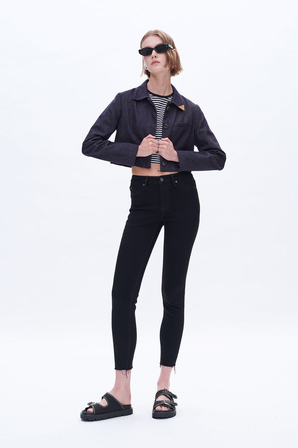 High Rise Skinny Denim Jeans-Skinny-BAYEAS