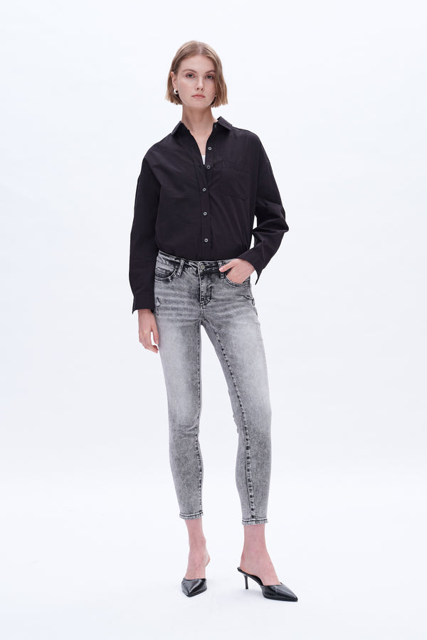 Mid Rise Skinny Jeans-Skinny-BAYEAS