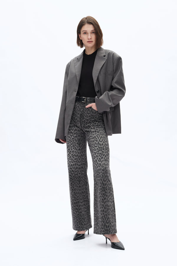 Leopard Print Wide Leg Jeans-Wide Leg-BAYEAS