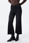 High Rise Cropped Distressed Wide Leg Jeans