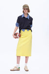 Midi Denim Skirt with Back Slit-Skirts-BAYEAS