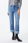 High Rise Relaxed Cuffed Straight Leg Jeans