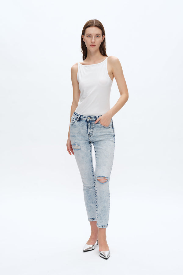 Kelly Mid Rise Skinny Jeans-Skinny-BAYEAS