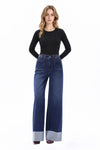High Rise Cuffed Wide Leg Jeans