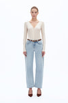 Mid Rise Barrel Leg Jeans-Wide Leg-BAYEAS
