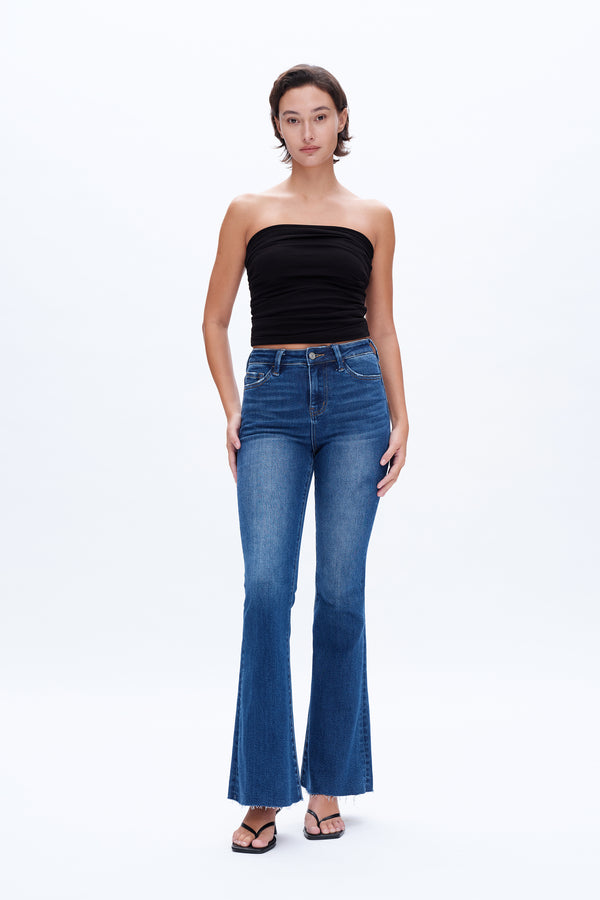 Butt Lifting Flare Denim Jeans-Flare & Bootcut-BAYEAS