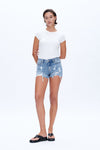 Emma Mid Rise Distressed Denim Shorts-Shorts-BAYEAS