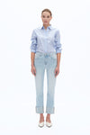 High Rise Jeans With Rolled Hem-Straight-BAYEAS