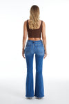 Mid Rise Button Down Flare Jeans-Flare & Bootcut-BAYEAS