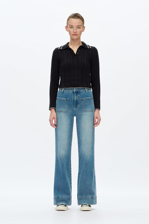 High Rise Wide Leg Jeans-Wide Leg-BAYEAS