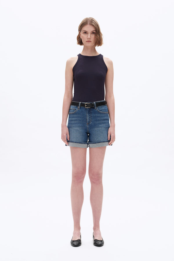 Classic Rolled Hem Denim Shorts-Shorts-BAYEAS