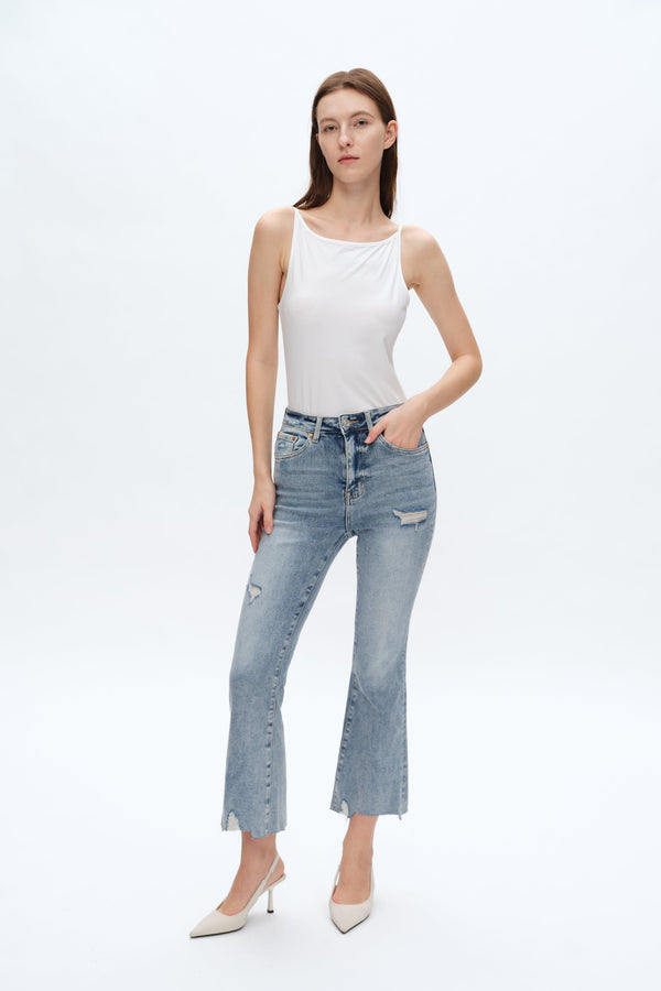 Betty High Rise Cropped Flare Jeans-Flare & Bootcut-BAYEAS