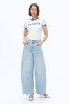 Frayed Hems Drop Crotch Barrel Jeans-Barrel-BAYEAS