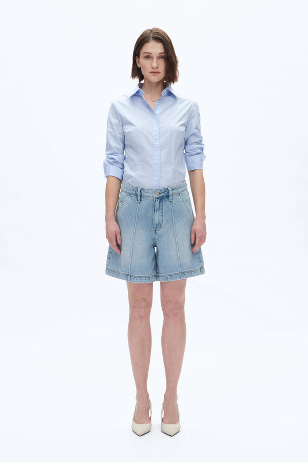 Mid Rise Bermuda Denim Shorts-Bermuda Shorts-BAYEAS