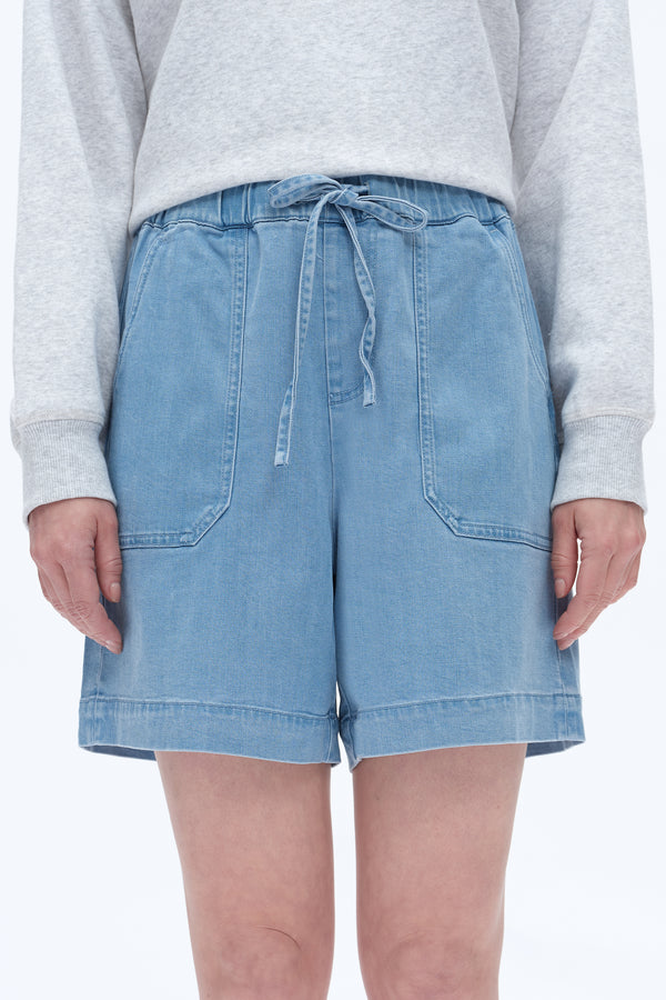 Relax Drawstring Denim Shorts-Shorts-BAYEAS