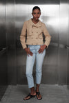 Mid Rise Cropped Raw Hem Straight Leg Jeans