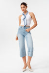 High Rise Cuffed Wide Leg Jeans