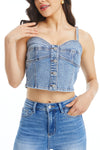 Lunna Denim Corset Top for Women-Corset-BAYEAS
