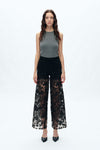 Embroidery High Rise Wide Leg Lace Denim Jeans With Rhinestone (最新版备份)-Wide Leg-BAYEAS