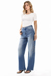 High Rise Rhinestone Eyelet Barrel Jeans