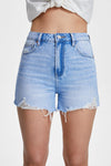 High Rise Distressed Denim Shorts-Shorts-BAYEAS