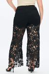 Embroidery High Rise Wide Leg Lace Denim Jeans With Rhinestone (最新版备份)-Wide Leg-BAYEAS