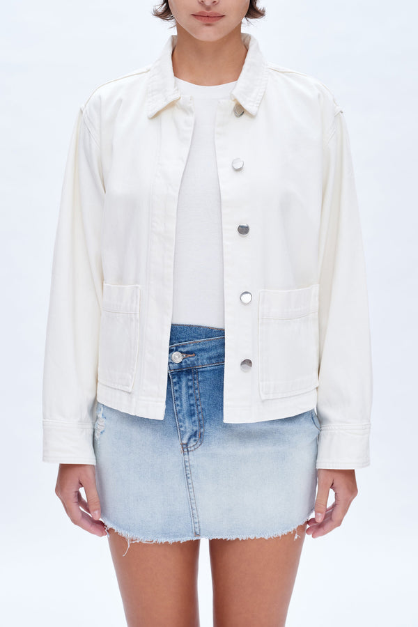 Plain White Denim Jacket-Jackets-BAYEAS