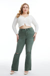 High Rise Distressed Flare Pants