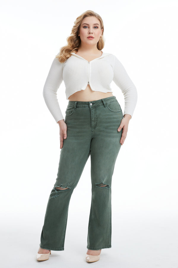 High Rise Distressed Flare Pants