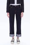 High Rise Straight Cuffed Denim Jeans