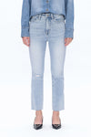 High Rise Straight Raw Hem Denim Jeans-Straight-BAYEAS