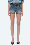 Nova High Rise Grinded Denim Shorts-Shorts-BAYEAS
