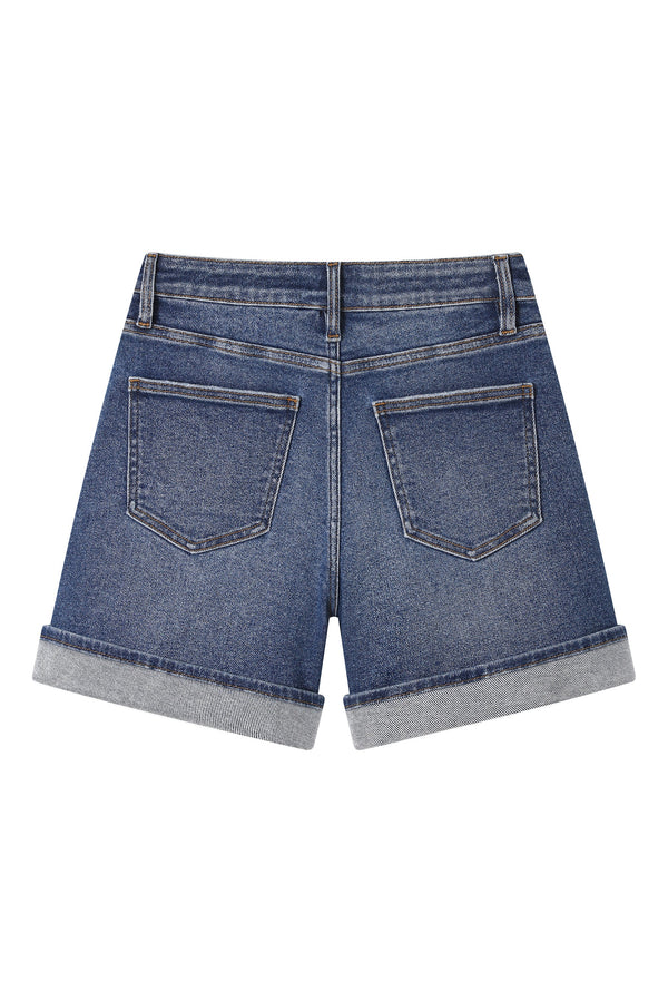 Classic Rolled Hem Denim Shorts-Shorts-BAYEAS