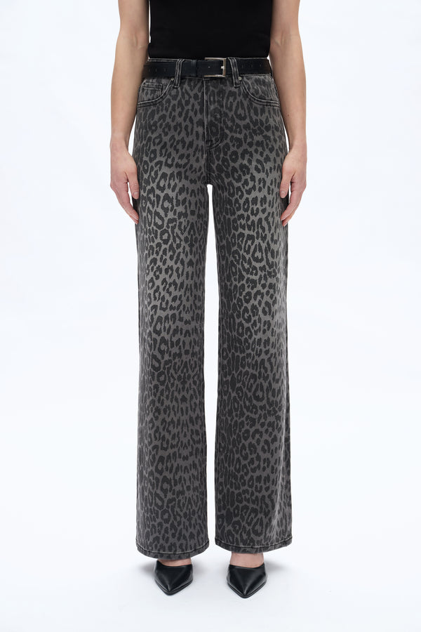 Leopard Print Wide Leg Jeans-Wide Leg-BAYEAS