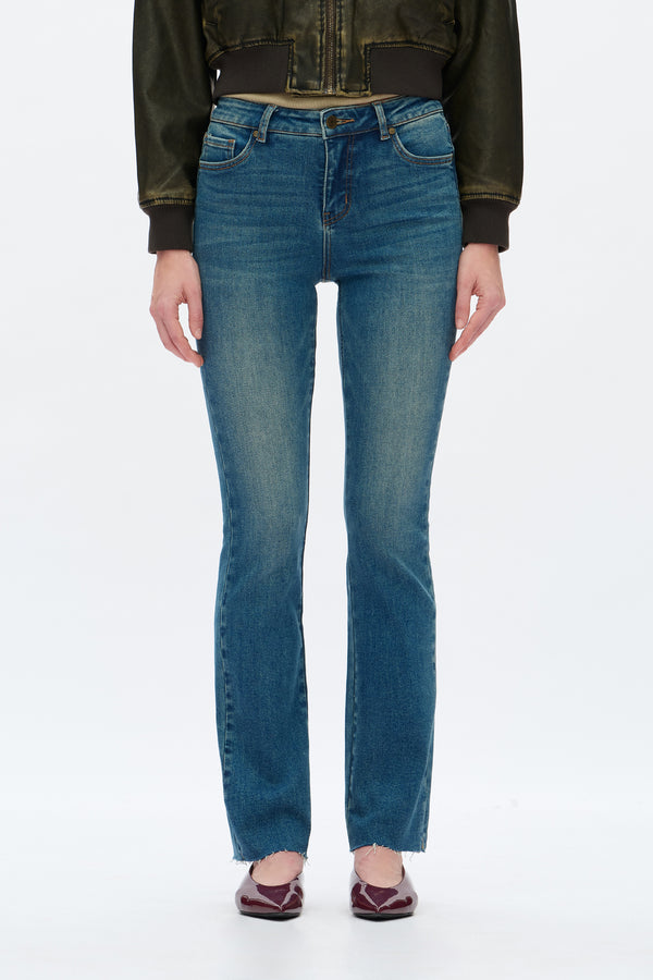 Mid Rise Straight Jeans