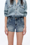 Nova High Rise Grinded Denim Shorts-Shorts-BAYEAS
