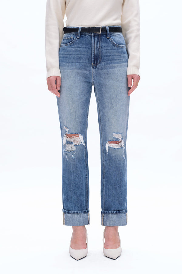 90s Vintage Distressed Jeans-Straight-BAYEAS