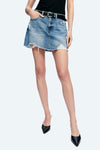 Anna Distressed Mini Denim Skirt-Skirts-BAYEAS