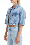 Candy Painted Cropped Denim Jacket-Jackets-BAYEAS